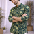 Green color printed cotton short kurta payjama set