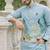 Blue color embroidery work satin kurta koti set