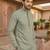 green color jaquard with embroidery patti slik kurta payjama set