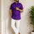 Navy Blue Zari Weaving Dot Cottan Silk Short Kurta