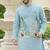 Blue color embroidery work satin kurta koti set