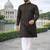 black color lilen jaquard kurta payjama set 