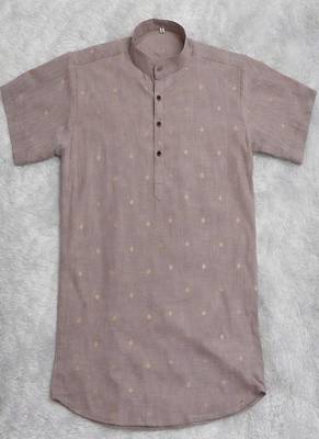 Purple color jaquard butta work linen cotton short kurta 5