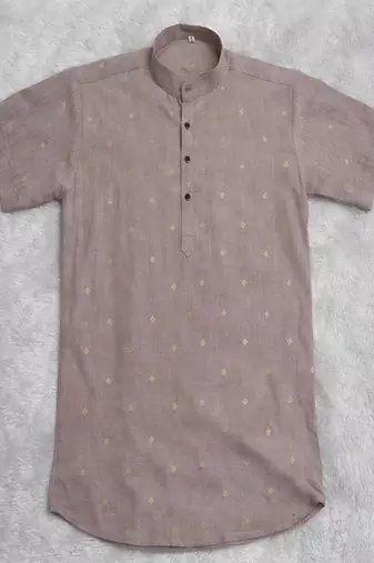 Purple color jaquard butta work linen cotton short kurta