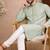 green color jaquard with embroidery patti slik kurta payjama set