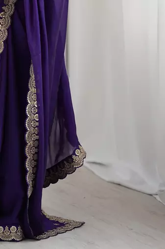 Women's rangoli silk sequins embroidered saree with blouse piece