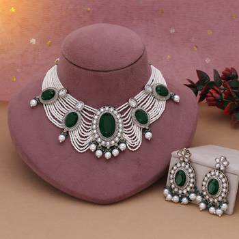 Green color kundan necklace set 1