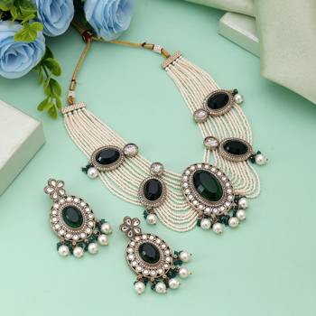 Green color kundan necklace set 2