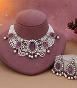 Magenta color kundan necklace set