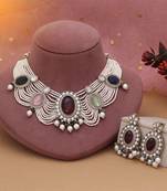 Multi color kundan necklace set