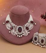 Maroon color kundan necklace set