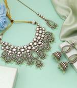 Pista green color kundan necklace set