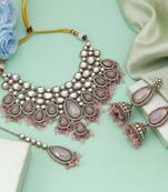 Pink color kundan necklace set
