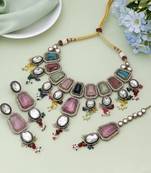 Multi color kundan necklace set
