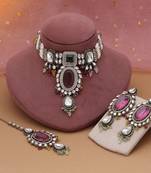Multi color choker kundan necklace set
