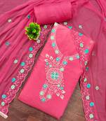 Pink viscose embroidered unstitched dress material