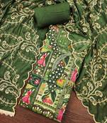Green viscose embellished unstitched dress material
