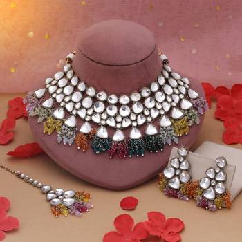 Multi color kundan necklace set 1