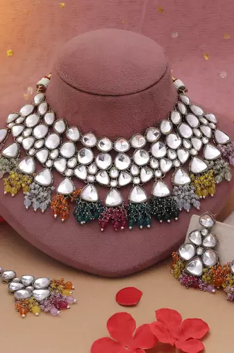 Multi color kundan necklace set