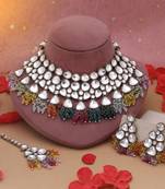 Multi color kundan necklace set