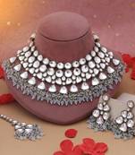 Sky blue color kundan necklace set