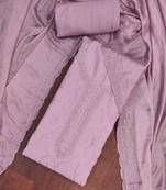 Lavender cotton silk embroidered unstitched dress material