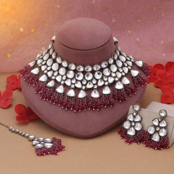 Rani color kundan necklace set 1