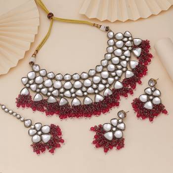 Rani color kundan necklace set 2