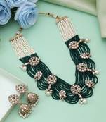 Green color kundan necklace set