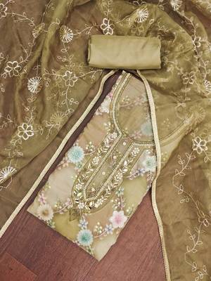 Pista organza printed unstitched dress material 1