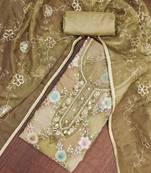 Pista organza printed unstitched dress material