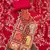 Red viscose embellished unstitched dress material