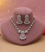 Pink color kundan necklace set