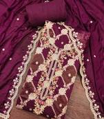 Wine cotton silk woven unstitched dress material