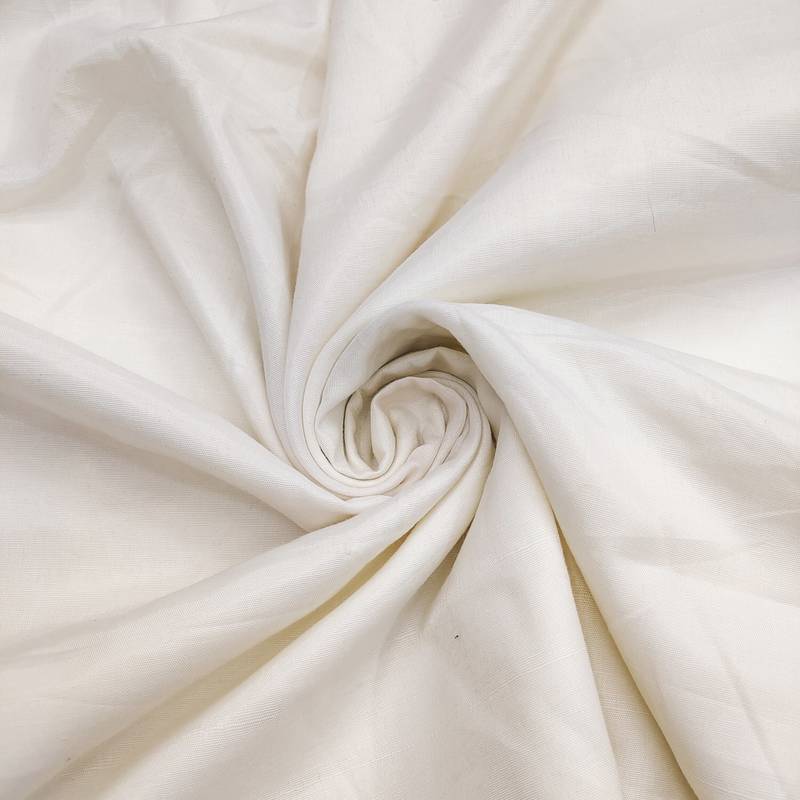 White cotton silk embroidered unstitched dress material