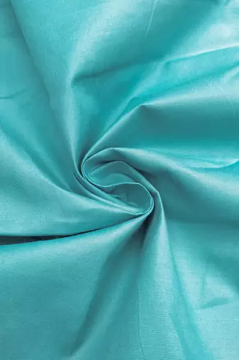 Turquoise cotton silk embroidered unstitched dress material