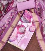 Lavender rayon cotton printed unstitched dress material