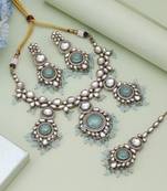 Sky blue color kundan necklace set
