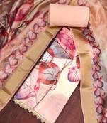 Peach rayon cotton printed unstitched dress material