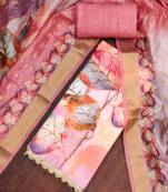 Pink rayon cotton printed unstitched dress material