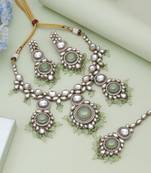 Pista green color kundan necklace set
