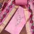 Pink rayon cotton embellished unstitched dress material