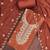 Rust viscose georgette embroidered unstitched dress material