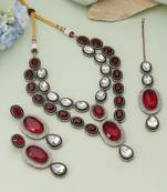 Maroon color kundan necklace set