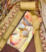 Green rayon cotton printed unstitched dress material