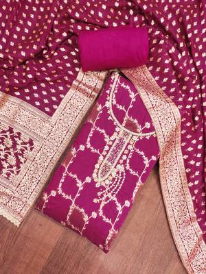 Rani cotton silk embellished unstitched dress material 1