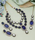 Blue color kundan necklace set