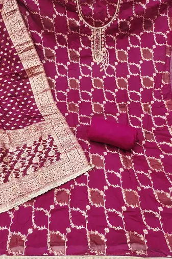 Rani cotton silk embellished unstitched dress material