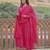 Gulabi solid pink anarkali kurta with dupatta
