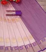 Blush pink & violet soft silk saree
